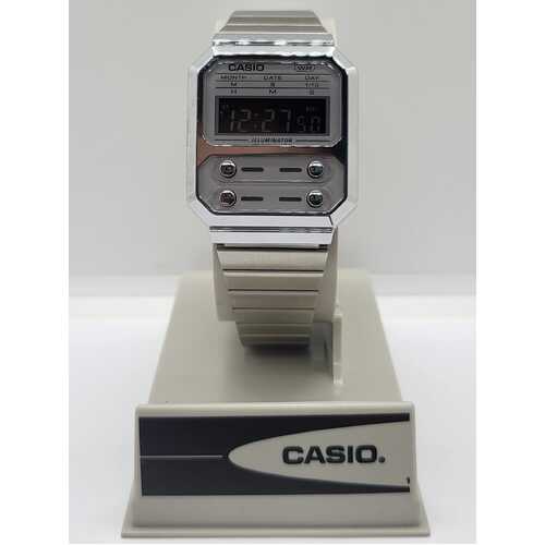 Casio Vintage Digital Stainless Steel Quartz A100WE-7BDF Unisex Watch