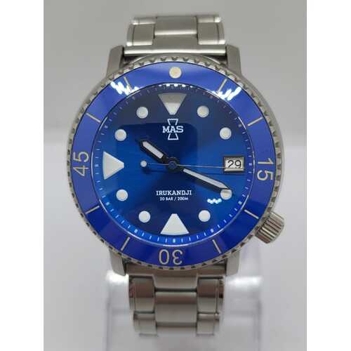 MAS Reef Blue Irukandji Mens Silver Stainless Steel Dive Watch 200m WR