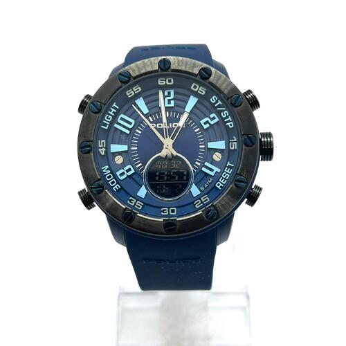 Police Mens Batur Blue Dial Silicone Band Analog Digital Watch