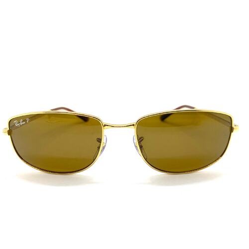 Ray-Ban RB3732 Unisex Gold Brown Polarised Sunglasses with Pouch Blue Bag