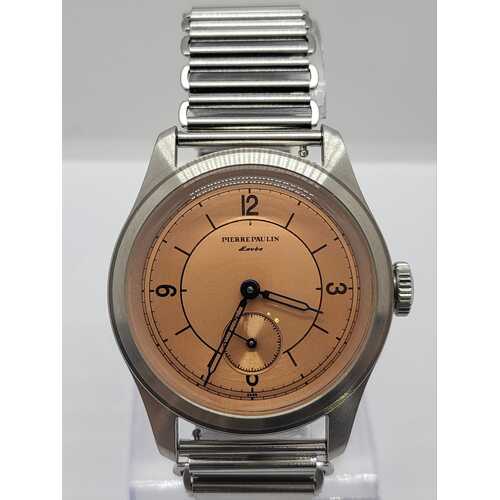 Pierre Paulin Sector Salmon All Stainless Steel 50m WR Mechanical Watch