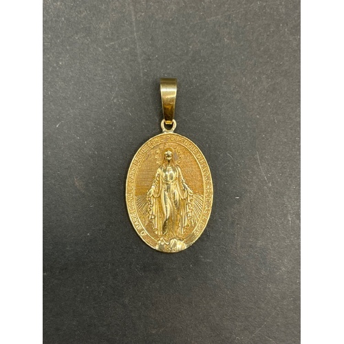 Unisex 9ct Yellow Gold Oval Religious Pendant