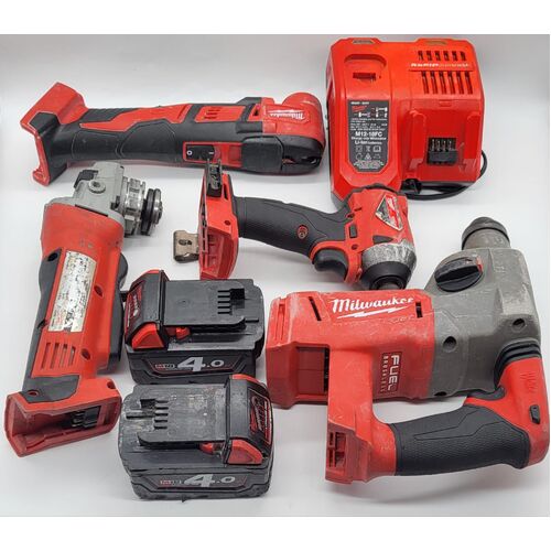 Milwaukee M18 Combination 18V Tool Kit with 2 x 4.0Ah 18V Batteries and Charger