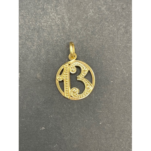 Ladies 18ct Yellow Gold Round No.13 Pendant