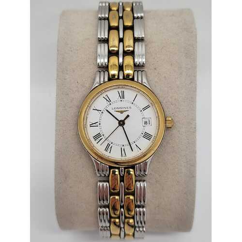 Longines Ladies Quartz Two-Tone Gold Silver Bracelet White Dial Watch L5.149.3