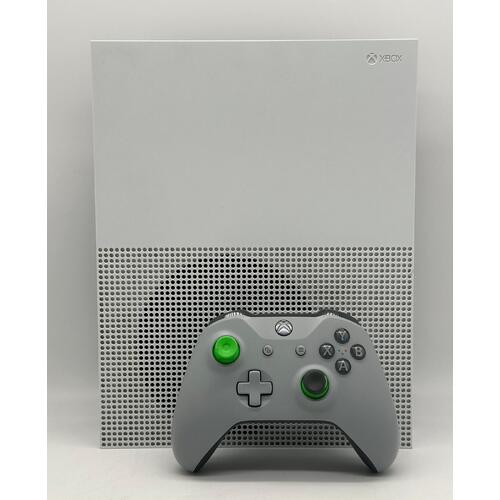 Microsoft Xbox One S 1TB Game Console White 1681 with Controller and Leads