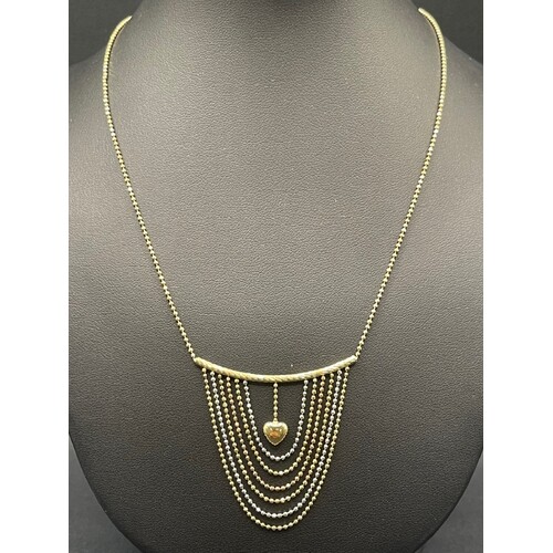 Ladies 14ct Two Tone Gold Bead Draperie Necklace