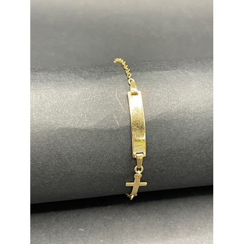 Childs 9ct Yellow Gold Cable Link ID Bracelet