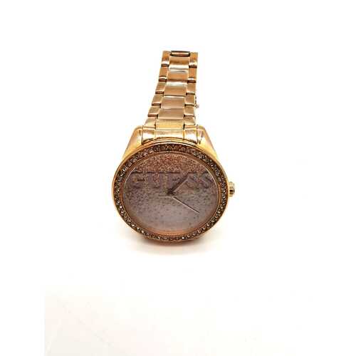 Guess Glitter Girl Ladies Watch W0987L3 Rose Gold Stainless Steel Two Tone Dial