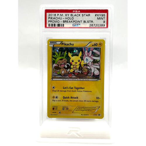 2016 XY Black Star Promo Pikachu Holo Breakpoint #XY95 PSA Mint 9 Card