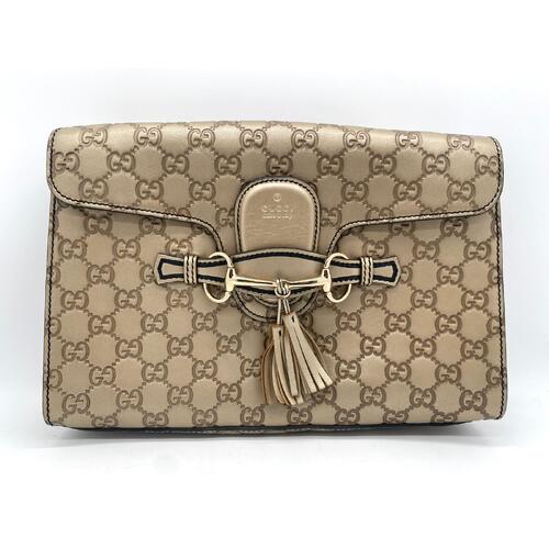 Gucci Gold Guccissima Leather Medium Emily Chain Shoulder Bag