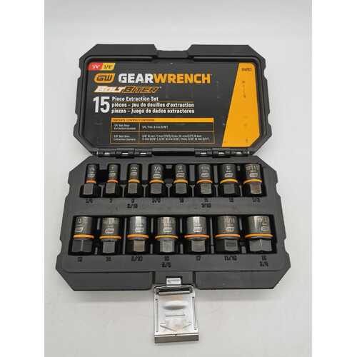 GearWrench 15pc 1/4 Inch 3/8 Inch Drive Bolt Biter Impact Extraction Socket Set