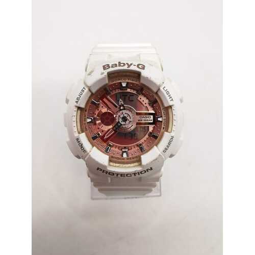 Casio G-Shock Baby-G BA-110 White Pink Digital Analog Watch 10 Bar WR