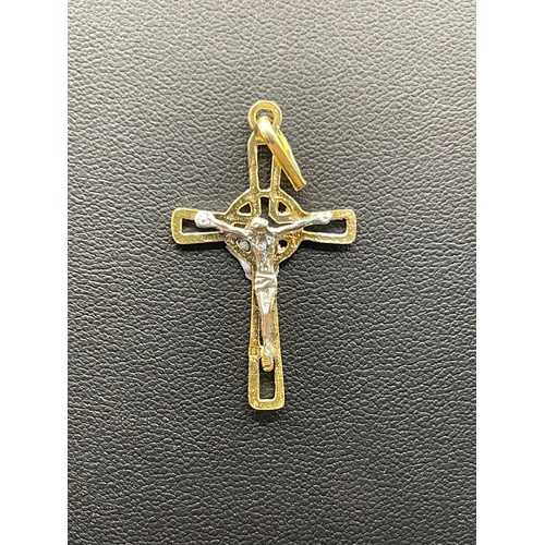 Unisex 18ct Two Tone Gold Crucifix Cross Pendant