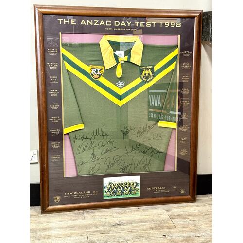 Australian RL The ANZAC Day Test 1998 Collectable Signed and Framed Jersey