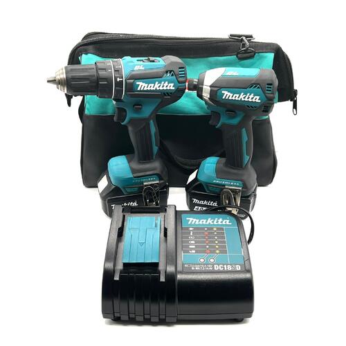 Makita Drill DHP485 and Impact Driver DTD153 Combo Kit Batteries Charger and Bag