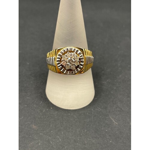 Mens 18ct Two Tone Gold Diamond Ring