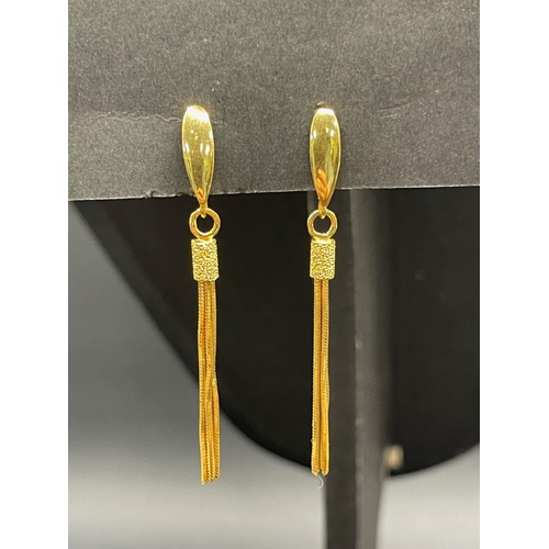 Ladies 21ct Yellow Gold Dangle Tassel Earrings