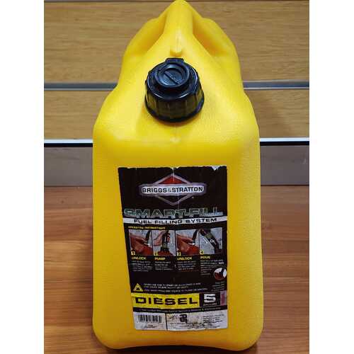 Briggs & Stratton Smart Fill Yellow 5 Gallon 18.9L Diesel Fuel Can Plastic