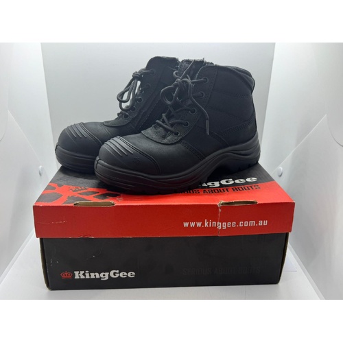 KingGee Ladies Tradie Zip/Lace Steel Cap Safety Work Boot K26490 Black 5 AU/US