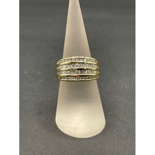 Ladies 9ct Yellow Gold Diamond Multi Row Ring