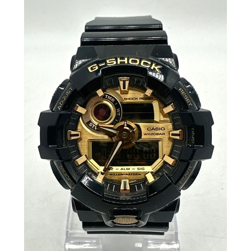 Casio G-Shock GA-710GB Analog Digital Black Gold Dial Mens Watch