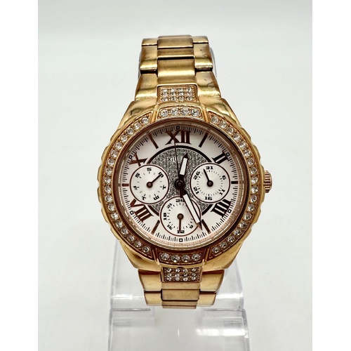 Guess Viva Rose Gold Stainless Steel Band Quartz Analog Ladies Watch W0111L3