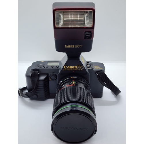 Canon T70 35mm Film Camera Speedlite 277T Flash Hanimex 28-85mm Lens