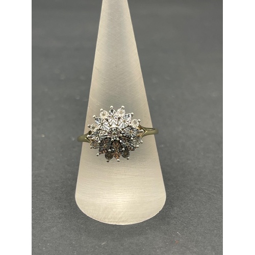 Ladies 9ct Yellow Gold Diamond Cluster Ring