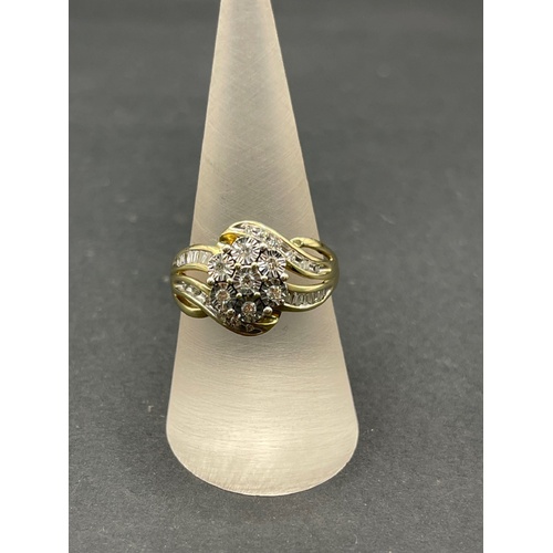 Ladies 9ct Yellow Gold Diamond Cluster Ring