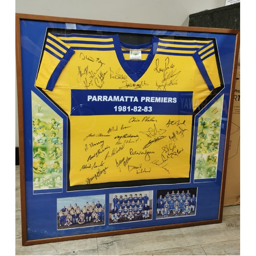 Classic Parramatta Premiers 1981-82-83 Jersey Signed by Team Framed Memorabilia