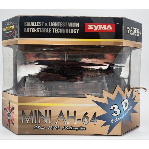 Syma Mini AH-64 Infrared Radio Controlled Helicopter Smallest Lightest Ages 8+