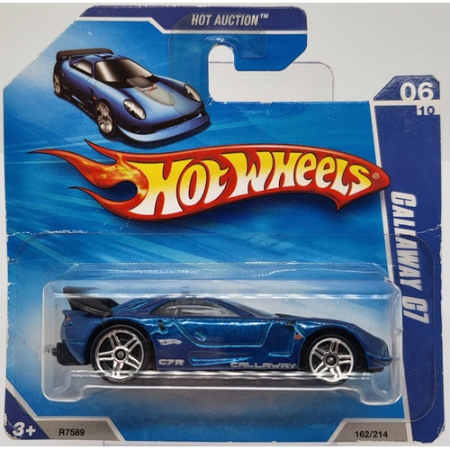 Mattel Hot Wheels Callaway C7 Blue 2010 Hot Auction #162/214 Car Short Card