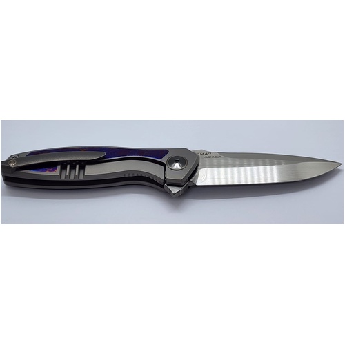 Maxace Perseus Folding Knife Grey Titanium Handle Timascus MagnaCut OM47-0-D