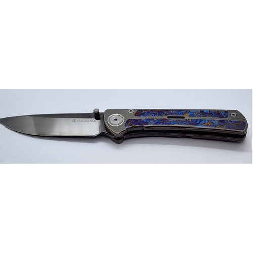 Maxace Peregrine ZDP189 Folding Knife 90mm Grey Titanium with Timascus Inlays