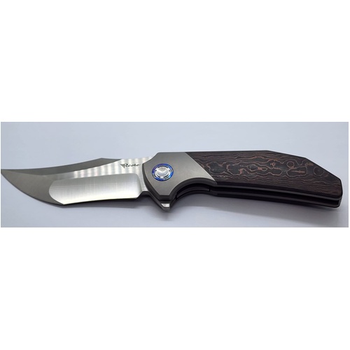 Reate Tiger Titanium Bead Blast Fat Carbon Copper Camo Pocket Knife M390 Blade