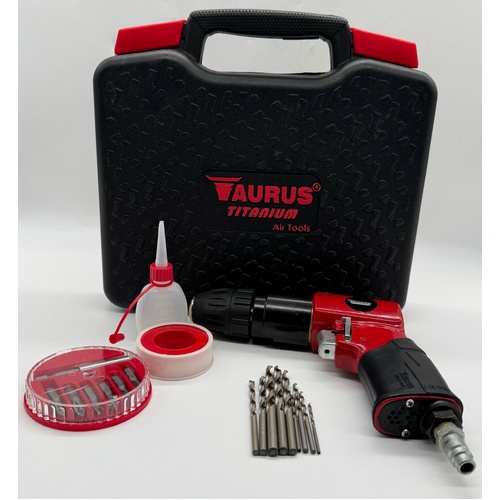 Taurus Titanium Air Drill Kit 41473 with Attachments in Case