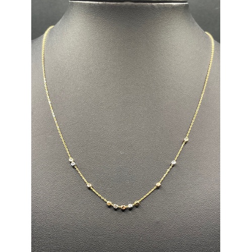 Ladies 19t Yellow Gold Belcher Link & 3 Tone Bead Necklace