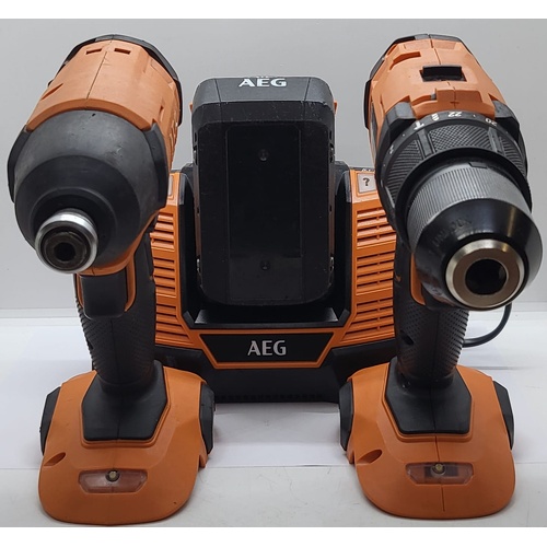 AEG 18V 2-Piece Combo Kit Impact Driver and Percussion Drill with 4.0Ah Battery