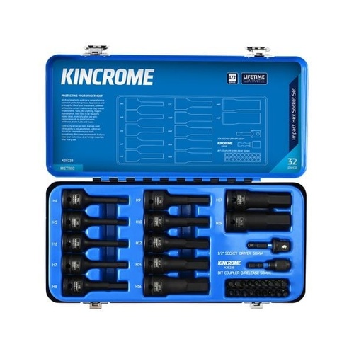 Kincrome 32 Piece 1/2 Inch Drive Metric Hex Impact Socket Set K28228