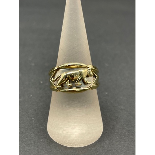 Mens 14ct Yellow Gold Panther Ring