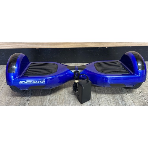 Fitness Master Blue Self Balancing Electric 2 Wheel Hoverboard and Charger Cable