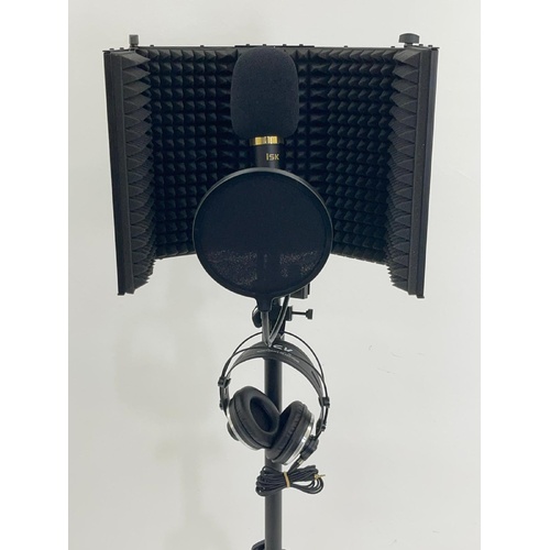 iSK Condenser Microphone with RF-2 Reflection Filter Stand and Headphones