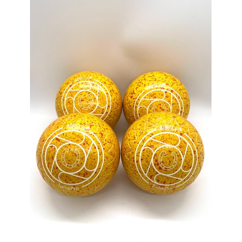 Aero F1 Turbo Pro 3H Set of 4 Yellow Lawn Bowls with Case