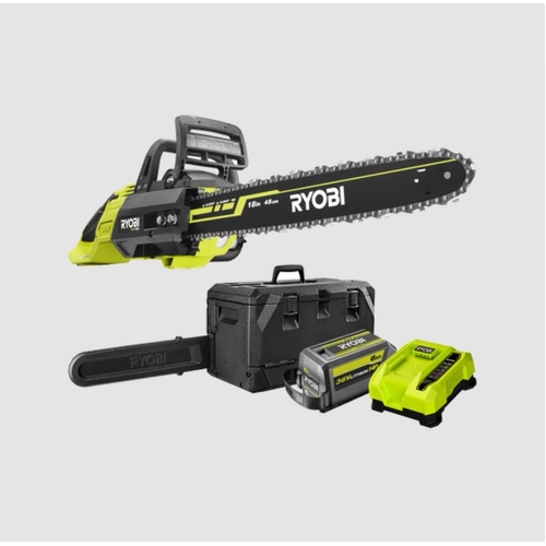 Ryobi 36V 18 Inch 45cm HP Brushless Chainsaw 6Ah Battery with Charger and Case