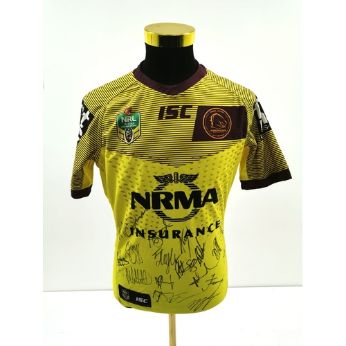 NRL Broncos Brisbane NRMA Insurance Signed Training Jersey Size L