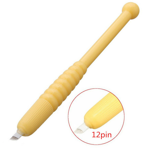 5 x Disposable Microblading Pens Manual Microblade Needle 9CF 12CF 18U AU Seller [Size: 5 x Yellow 12CF]