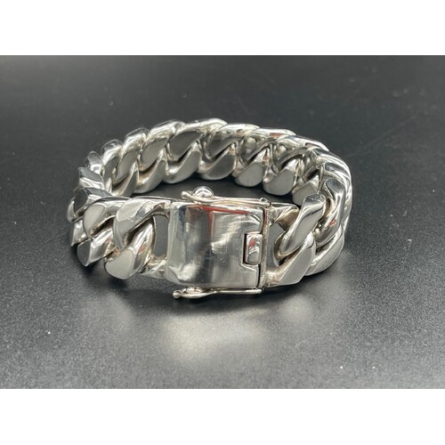 Mens 925 Sterling Silver Chunky Curb Link Bracelet NEW